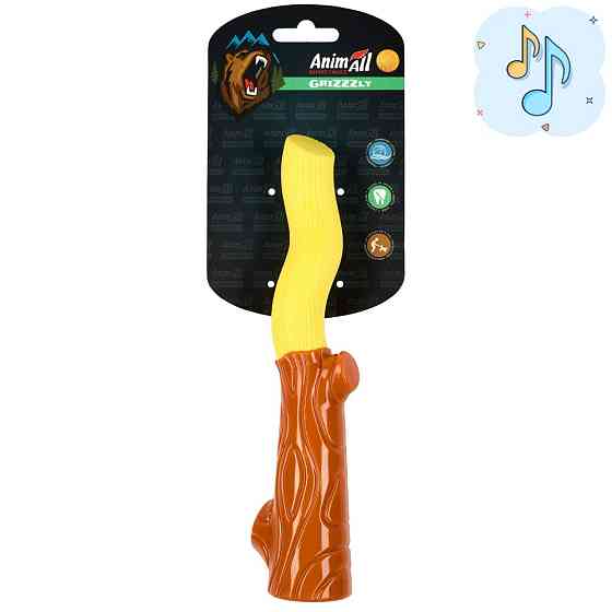 AnimAll GrizZzly АнимАлл Гризли Игрушка для собак Ветка двухцветная L, 32,3x7,1x5,4 см, желтая/коричневая Киев