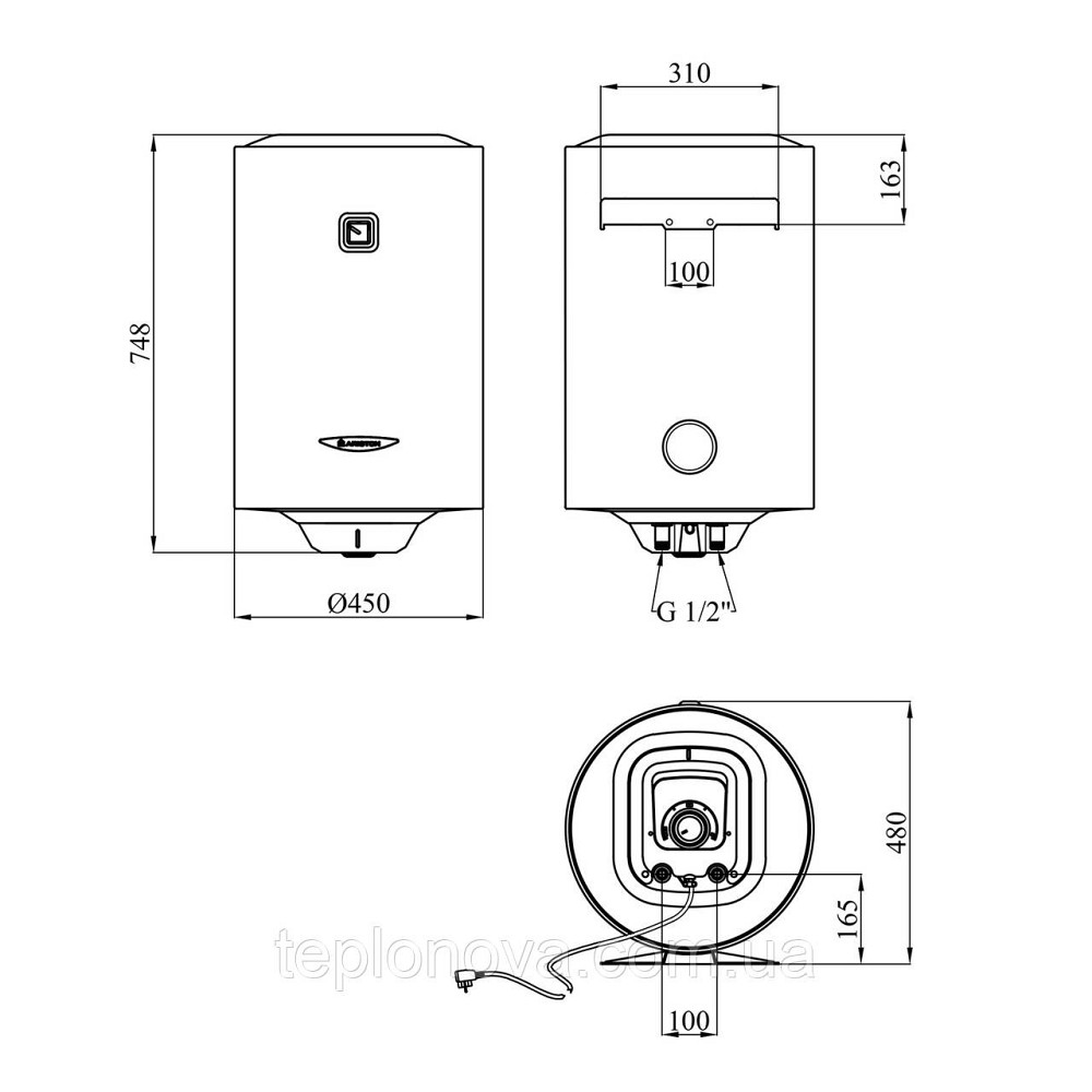 Водонагрівач Ariston PRO1 R 80 V 1,5K PL DRY з сухим ТЕНом 3201451 Чернівці - фото 2