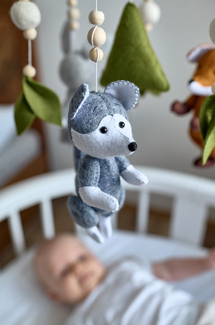 Дитячий мобіль на ліжечко для немовлят WooolyWool «Лісові звірятка» Київ - фото 4