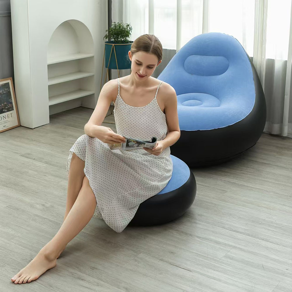 Надувне крісло з пуфиком 2в1 (116х98х83см,до 100кг) Air Sofa + насос,Блакитний SBR Київ - фото 5