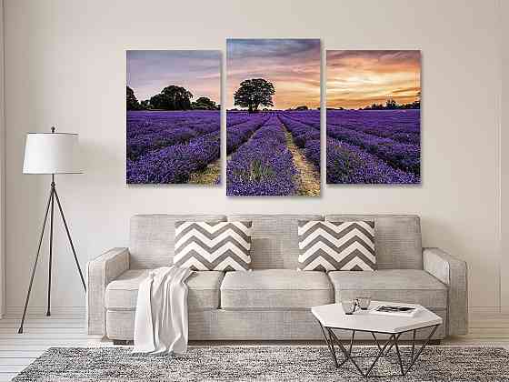 Модульна картина у вітальню/ спальню  Поле Лаванда    Art-556_3 70x130 см Київ