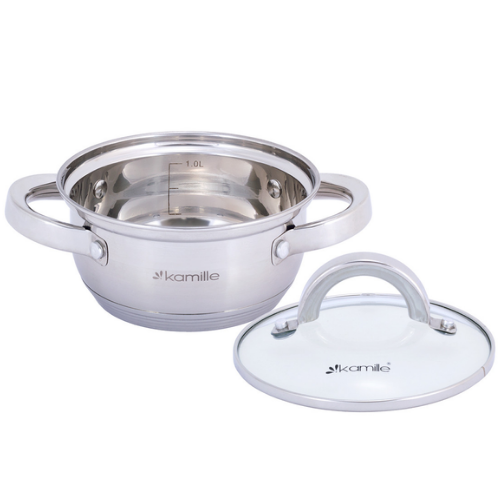 Каструля нержавіюча сталь 1л з кришкою порожнисті ручки 5614S KAMILLE Житомир - фото 7