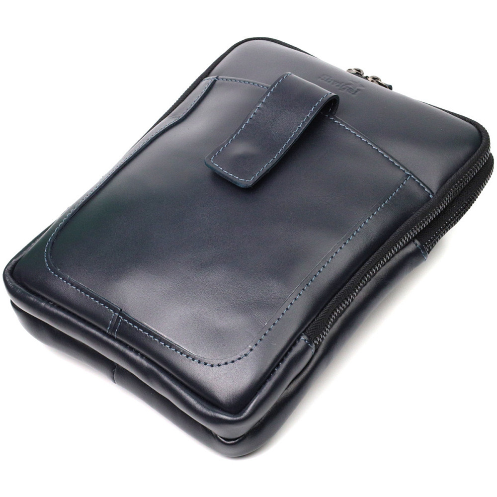 Стильная мужская сумка через плечо из натуральной кожи Синяя (SHVIGEL) Киев - изображение 7