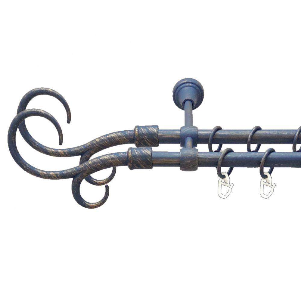 Карниз Orvit Гак Подвійний металевий дворядний литий гладка труба кільце металеве Блакить Золота 16\16 мм 240 Львов - изображение 1