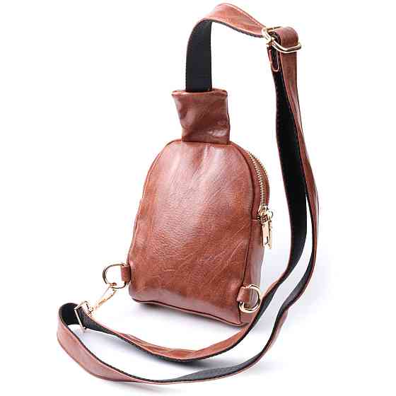 Компактна жіноча сумка через плече на два відділення з екошкіри Коричневий (Vintage) Київ