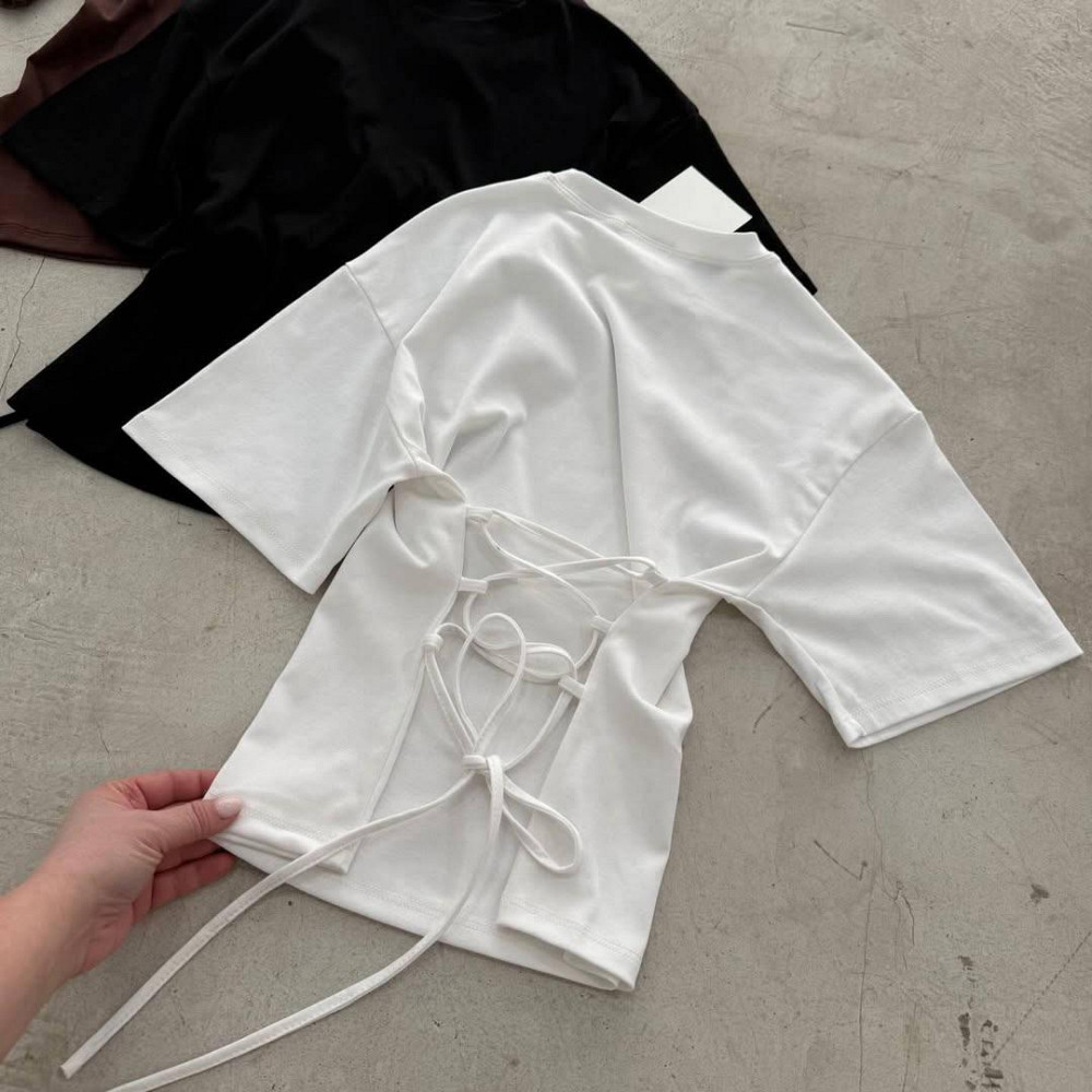 Жіноча базова повсякденна футболка з імітацією корсета Білий Одеса - фото 5