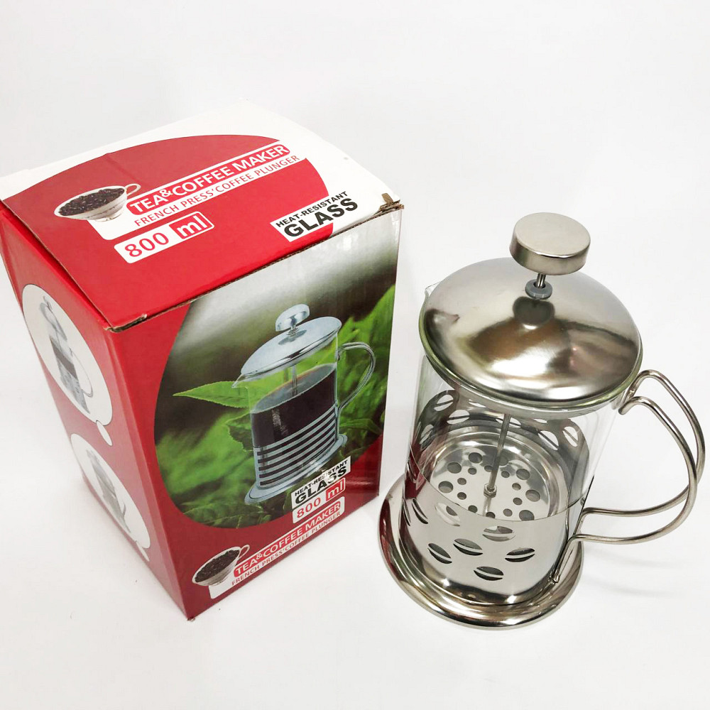 Багаторазовий френч-прес, Заварники для чаю та кави, Френч-прес з поршнем, Заварник скляний з пресом RH-37 Львів - фото 2