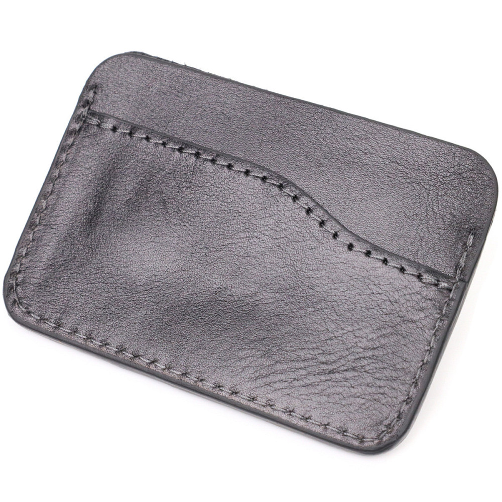 Картхолдер горизонтального типа с держателем для Apple AirTag из натуральной кожи GRANDE PELLE 11613 Черный Киев - изображение 8