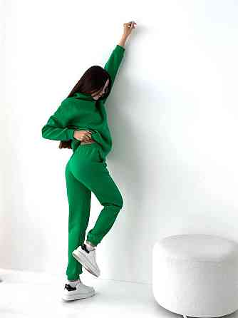 Женский спортивный теплый костюм оверсайз на флисе Зелёный XS Харьков