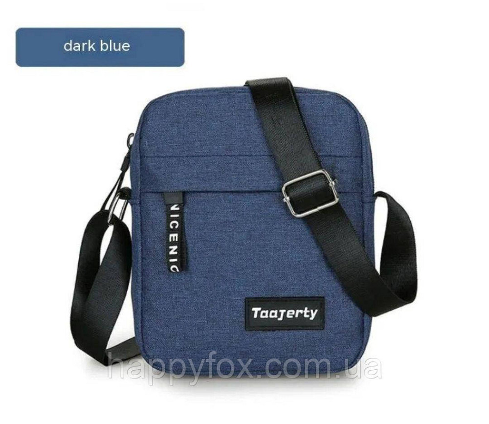 Чоловіча нейлонова сумка темно-синього кольору на ремені через плече. Львов - изображение 1