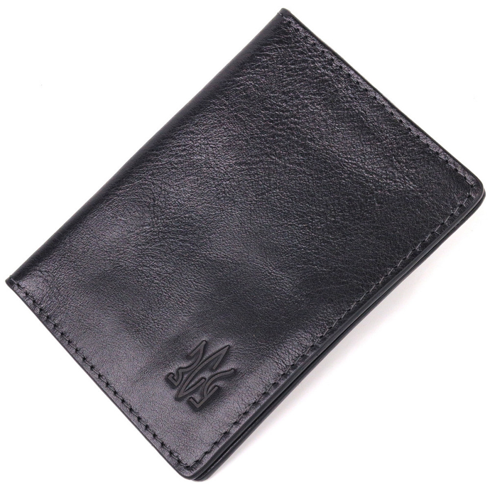 Обкладинка з глянсової шкіри на військовий квиток Тризуб ЗСУ GRANDE PELLE 16746 Чорна Київ - фото 1