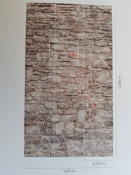 Шпалери вінілові Grandeco One roll one motif 1.59x2.8 панно мурал 3д лофт під камінь коричневі сірі Київ - фото 4