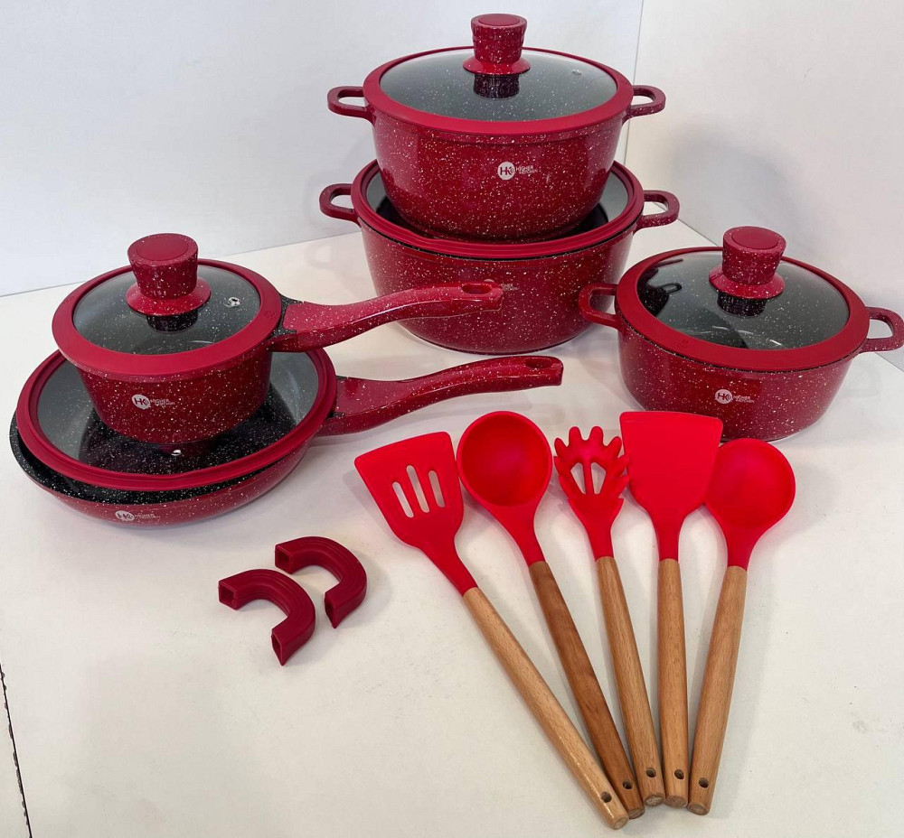 НК-316 Посуда набор круглих кастрюль (17 предметов) + силикон принадлежности Higher Kitchen (4) Одесса - изображение 4