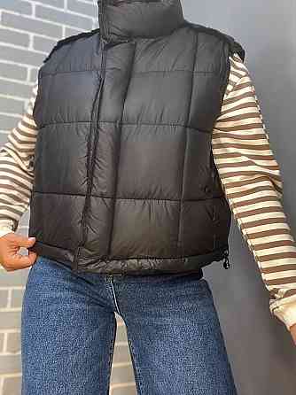 Жилетка жіноча Lady Yep 9039 стьобана коротка вставка з екошкіри на спині чорна, чорний, 42 Київ