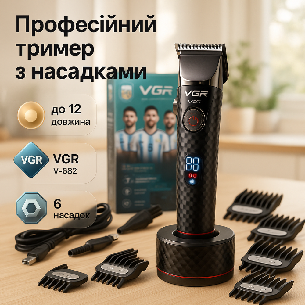 Хороший беспроводной триммер VGR, Профи машинка для стрижки волос, Стильная машинка для стрижки CG-29 Львов - изображение 12