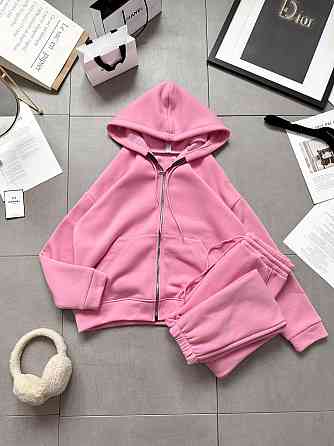 Женский стильный войлочный костюм двойка турецкая трехнить Розовый, 44/46 Одесса