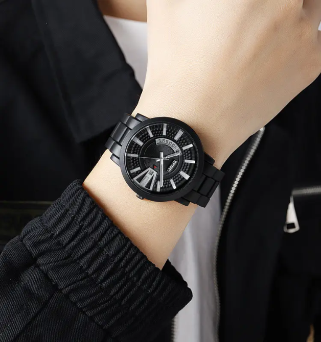 Мужские часы Skmei 1985 на браслете (Черные с серебристым) Винница - изображение 6