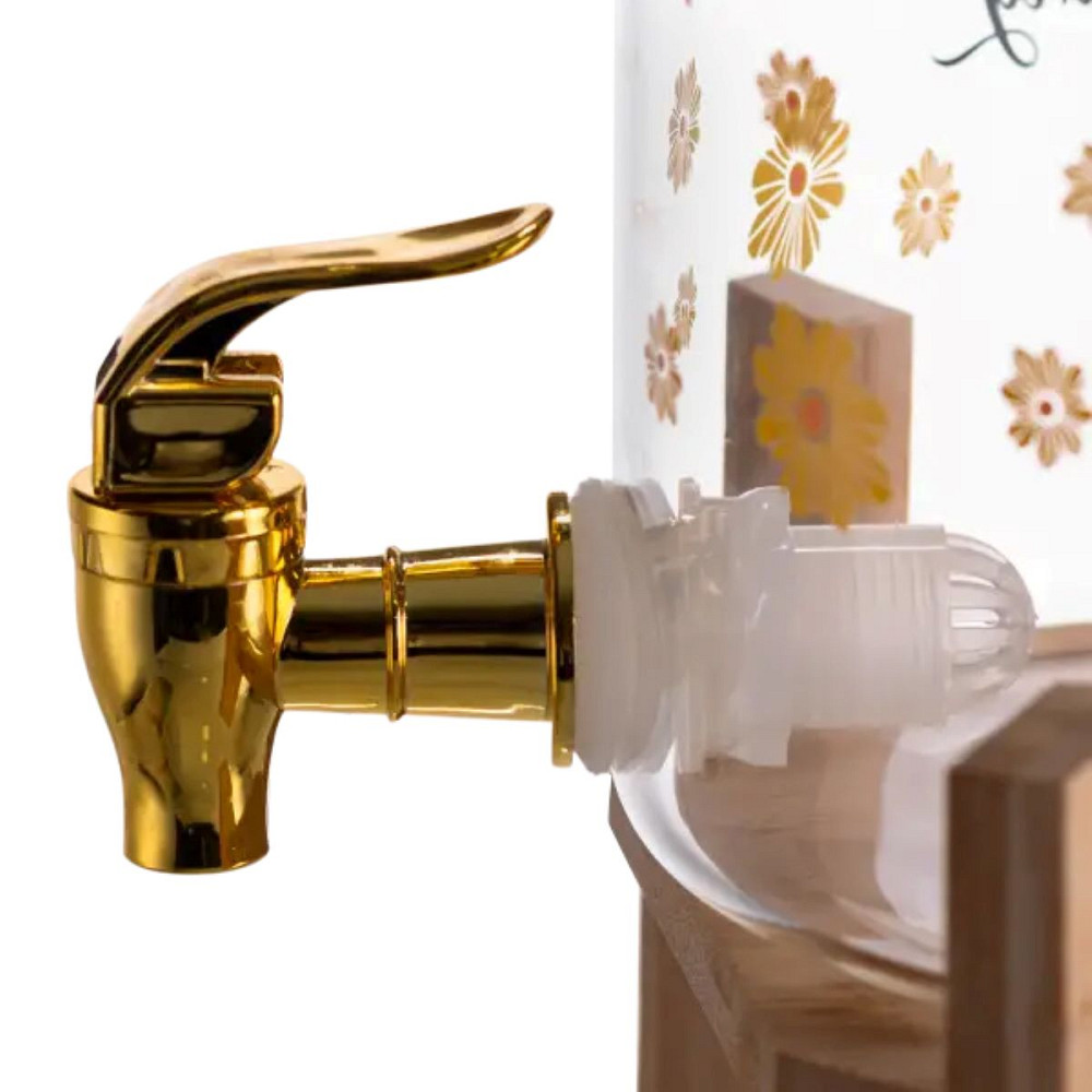 Yiwu Лимонадниця з краном на дерев'яній підставці 3.6 л скляна лимонадниця диспенсер для напоїв Коломыя - изображение 4