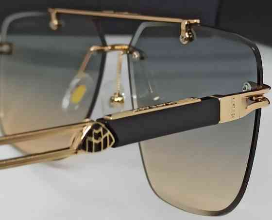 Брендові окуляри унісекс-лінзи бежево синій градієнт безправні із золотом. Київ