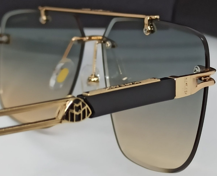 Брендовые очки унисекс линзы бежево синий градиент безоправные с золотом. Киев - изображение 5