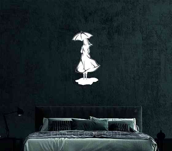 Декоративное настенное Панно «Девушка с зонтом», Декор на стену 50*26 см, Белый Киев