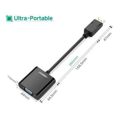 Переходник Display Port M to VGA F black Ugreen (20415) Винница