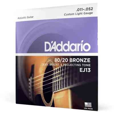 Струни для гітари D'Addario 80/20 Bronze Custom Light (11-52) (EJ13) Вінниця