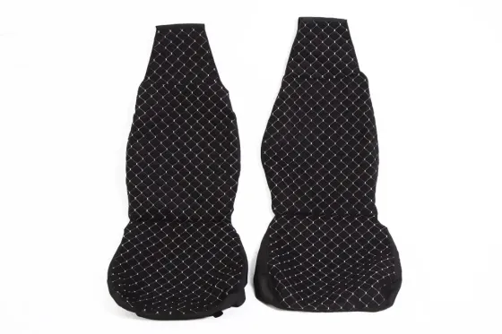 Накидка на сидушку алькантара передня Люкс чорний/серая нитка (2 шт.) Вінниця