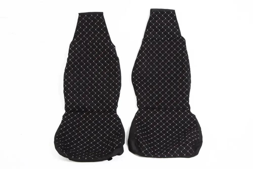 Накидка на сидушку алькантара передня Люкс чорний/серая нитка (2 шт.) Вінниця - фото 1