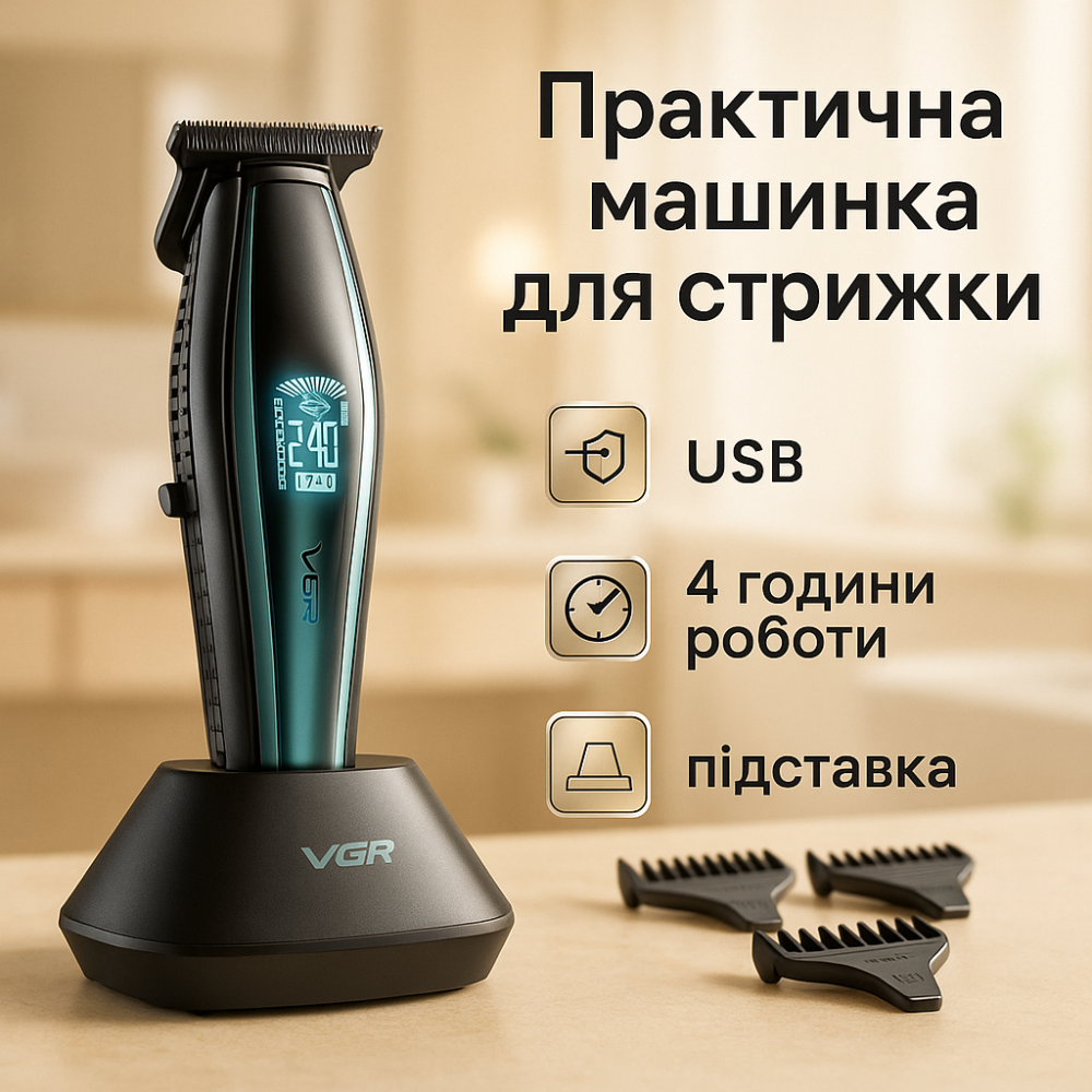 Портативна ручна машинка для стрижки волосся VGR V-992, Машинка для стрижки волосся хороша DI-98 Львів - фото 18