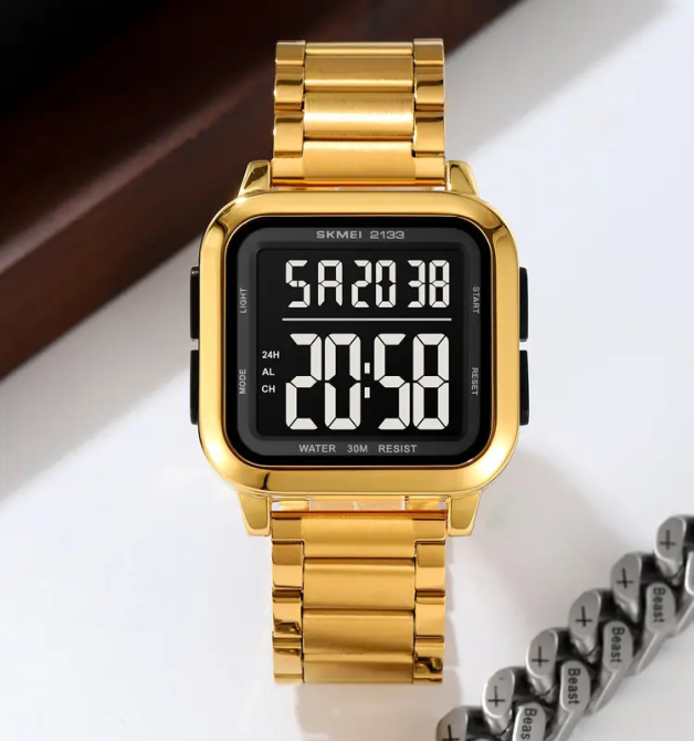 Часы мужские электронные наручные Skmei 2133 Золотистый Винница - изображение 3