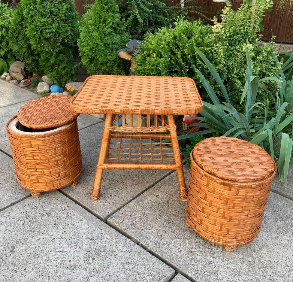 Плетені пуфи та стіл, комплект Київ - фото 5