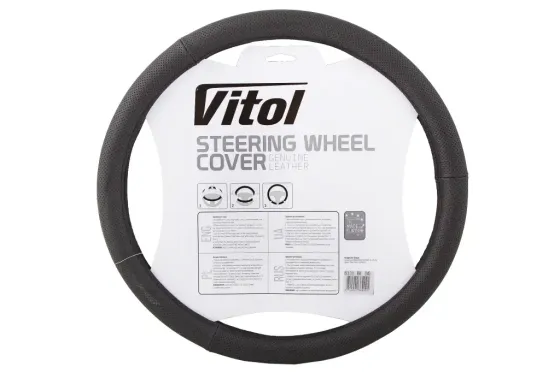 Оплетка на кермо шкіра M без запаху Vitol Lux 331-BK-M чорний Вінниця