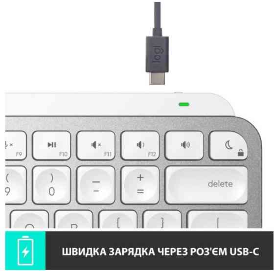 Клавіатура Logitech MX Keys Mini For Mac Wireless Illuminated Pale Grey (6772198) Київ