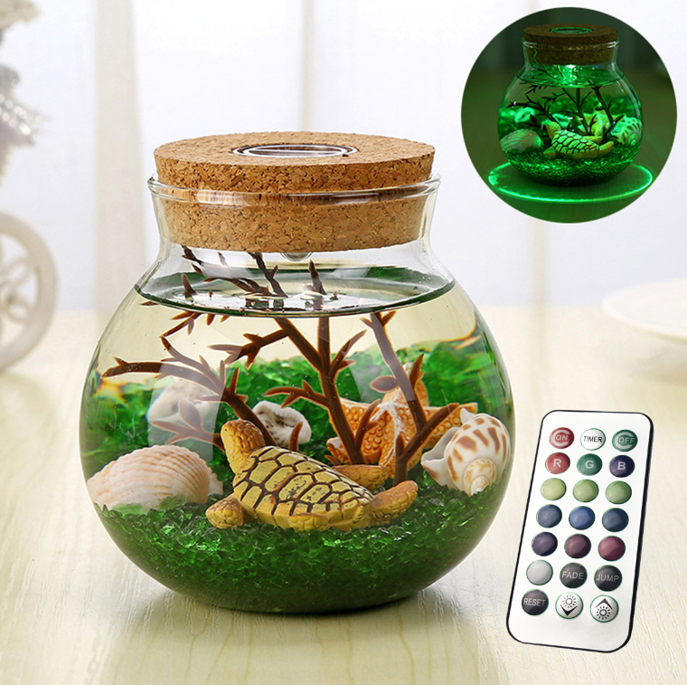 Ночник в банке ПУЛЬТ МУЛЬТИЦВЕТ,   подарочный набор собери сам! ФИОЛЕТОВЫЙ с рыбками Кременчуг - изображение 10