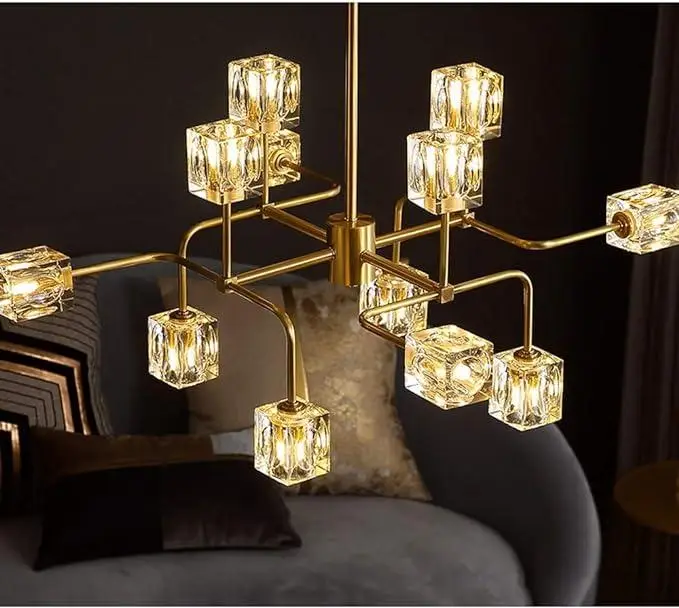 Світлодіодна люстра Рубік 8913 (Золотиста) на 12 плафонів Київ - фото 4