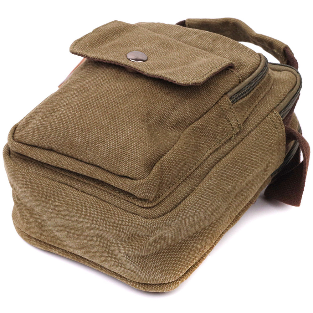 Цікава невелика чоловіча сумка із щільного текстилю Оливковий (Vintage) Київ - фото 9