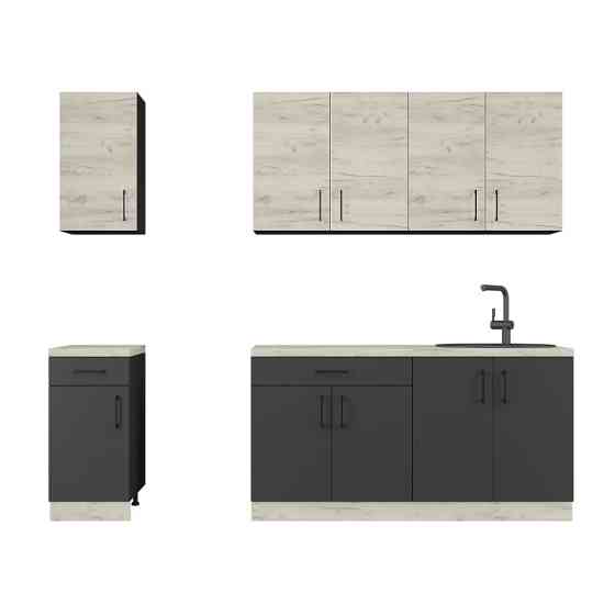 Кухня модульна Еверест Оптіма набір №3 Дуб крафт білий+Антрацит 2,6 м (без стільниці) (DTM-5699) Львів