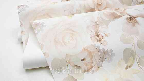 Шпалери вінілові на флізеліні гарячого тиснення Sintra Atmosphere квіти троянди коричневі беж жовті білі 512210 Київ
