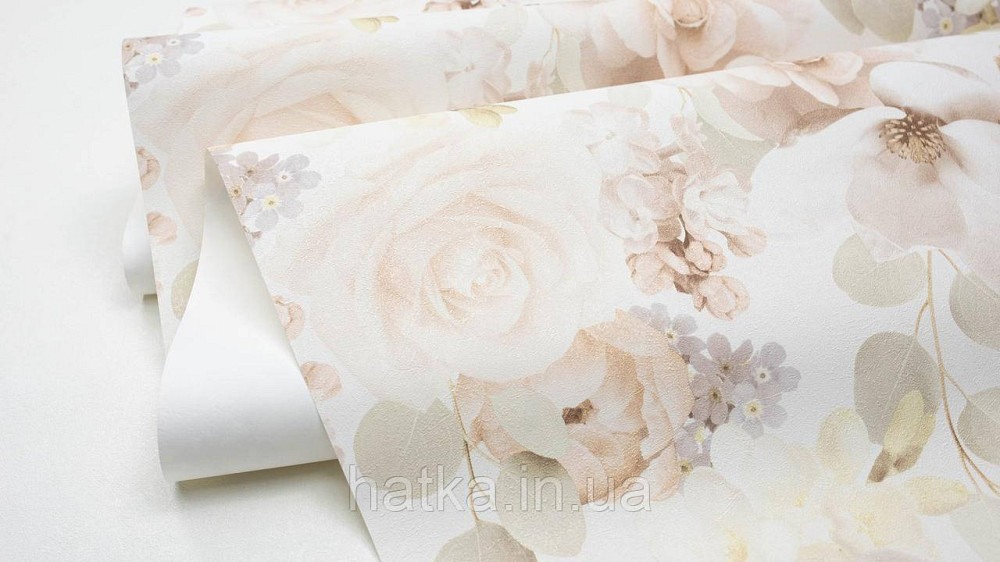 Шпалери вінілові на флізеліні гарячого тиснення Sintra Atmosphere квіти троянди коричневі беж жовті білі 512210 Київ - фото 1