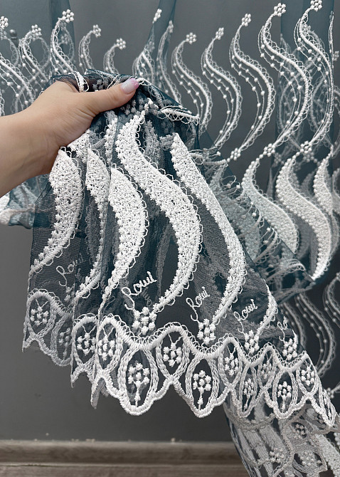 Тюль VR-Textil 1763т Фатин "Омбре" з вишивкою та люрексом Мурена з білим 300х200 см (42-0993) Київ - фото 5