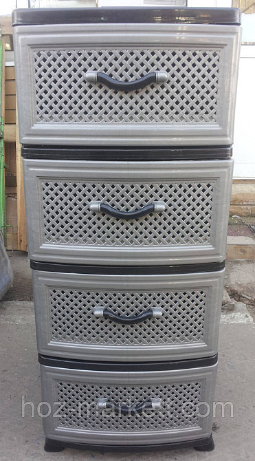 Комод пластиковий сірий "сітка" на 4 ящики виробництво Україна Харків - фото 2