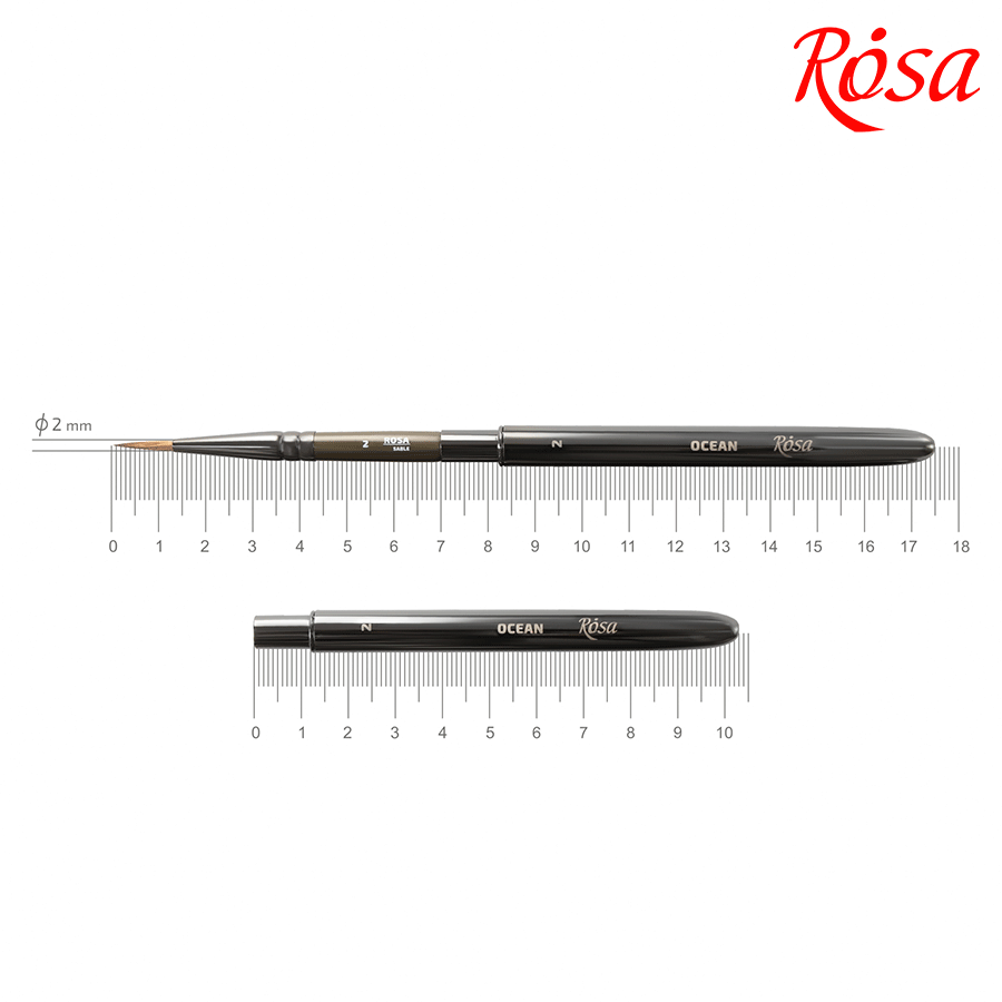 Пензель соболь круглий TRAVEL BRUSH OCEAN 168 №2 коротка ручка ROSA Київ - фото 2