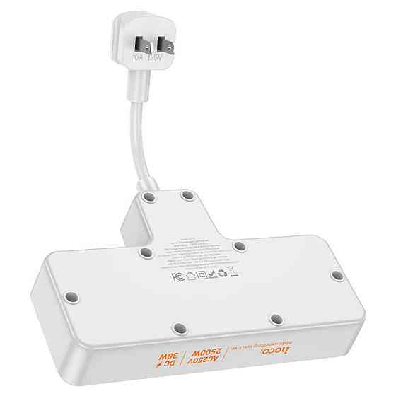 Мережевий подовжувач HOCO AC12 Reise 2-position expansion socket(PD30W/1C3A) (US) White (6942007607087) Київ