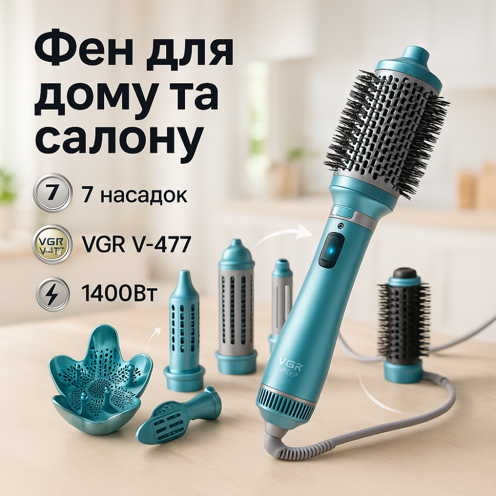 Професійний фен для укладання волосся з насадкою VGR, Фен з регульованою швидкістю і температурою TD-89 Львів - фото 11