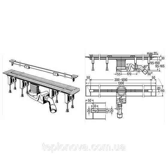 Душовий лоток Advantix Vario (комплект) глянсовий, 30-120 см VIEGA 704360 Чернівці