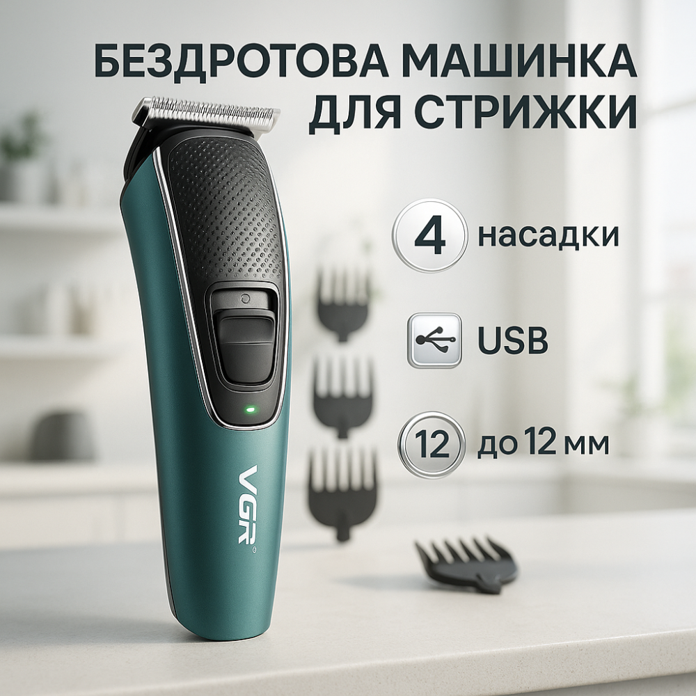 Професійна машинка для стрижки волосся з насадками VGR, Набір машинок для стрижки RQ-45 Львів - фото 18