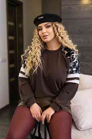 Жіночий світшот зі вставками "Artes" оптом | Батал 54-56, Шоколадний Київ