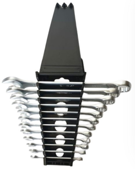 Набір ріжково-накидних ключів OX-3231, 12 шт 6-22 мм, міцна сталь, пластиковий тримач для зберігання Одеса - фото 5