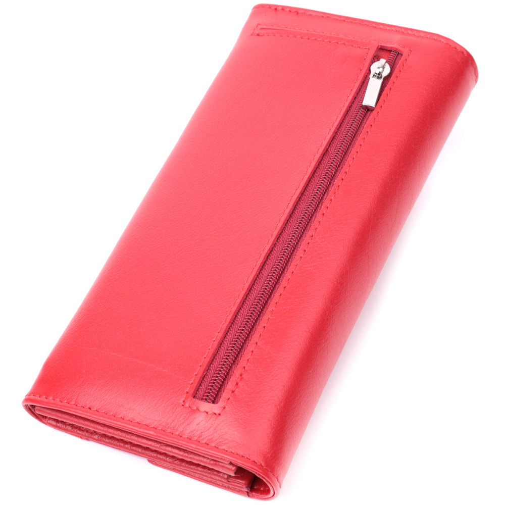 Женский кошелек с геометрическим клапаном из натуральной кожи ST Leather 22545 Красный Киев - изображение 2